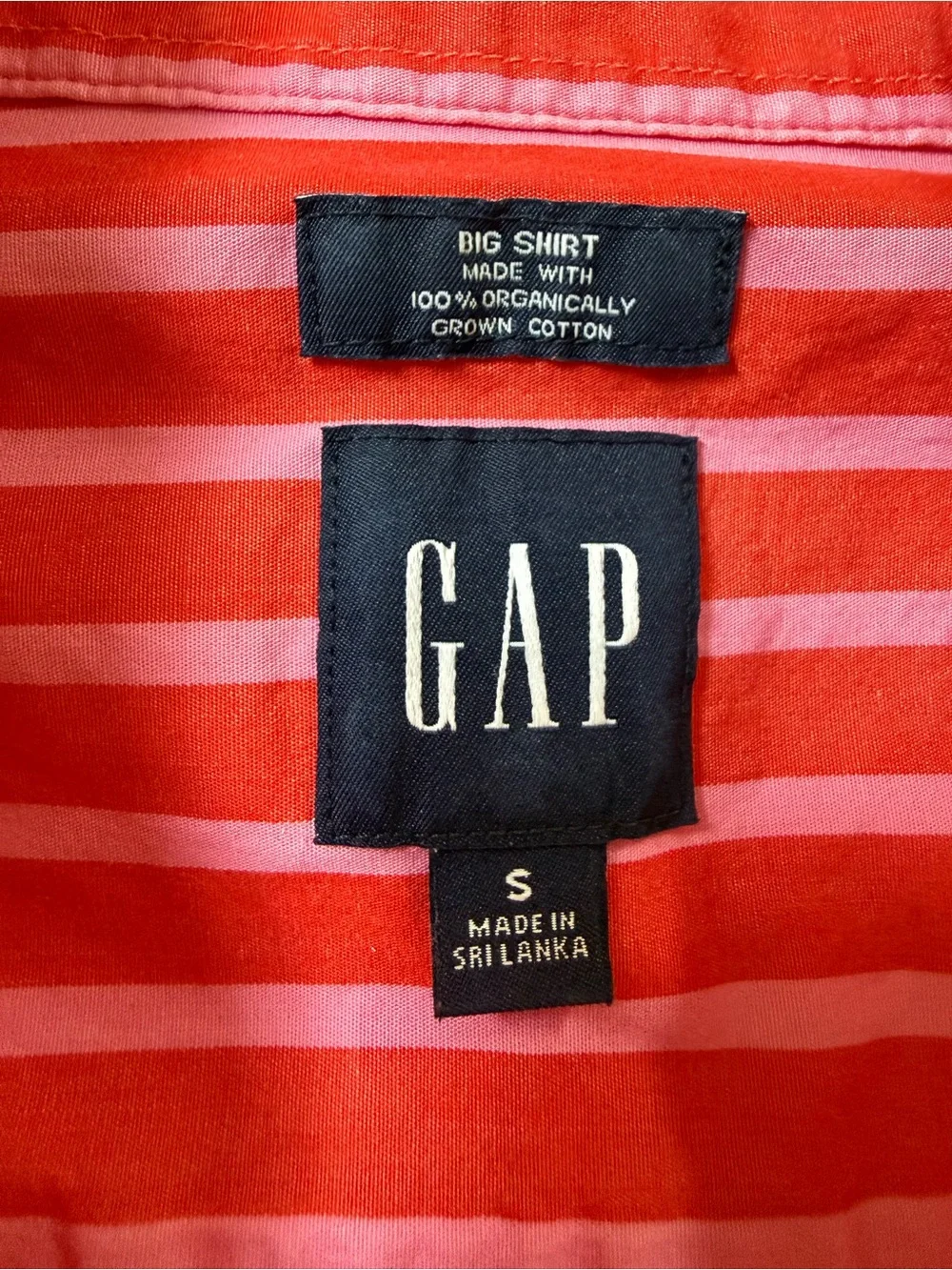 Small GAP Red & Pink Striped Cotton Poplin Button-Down Shirt Coord Set Available - Picture 9 of 10